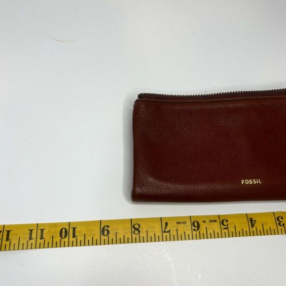 Fossil Lainie Brown Crossgrain Leather Organizer Credit Card Snap Clutch Wallet - Picture 14 of 15